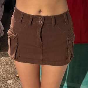 SHEIN Brown Cargo Mini Skirt